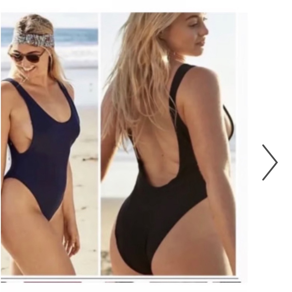 Size medium tall black and white striped swimsuit from aerie